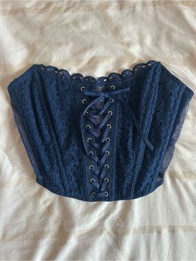 Victoria's Secret Navy Lace-Up Corset Camisole